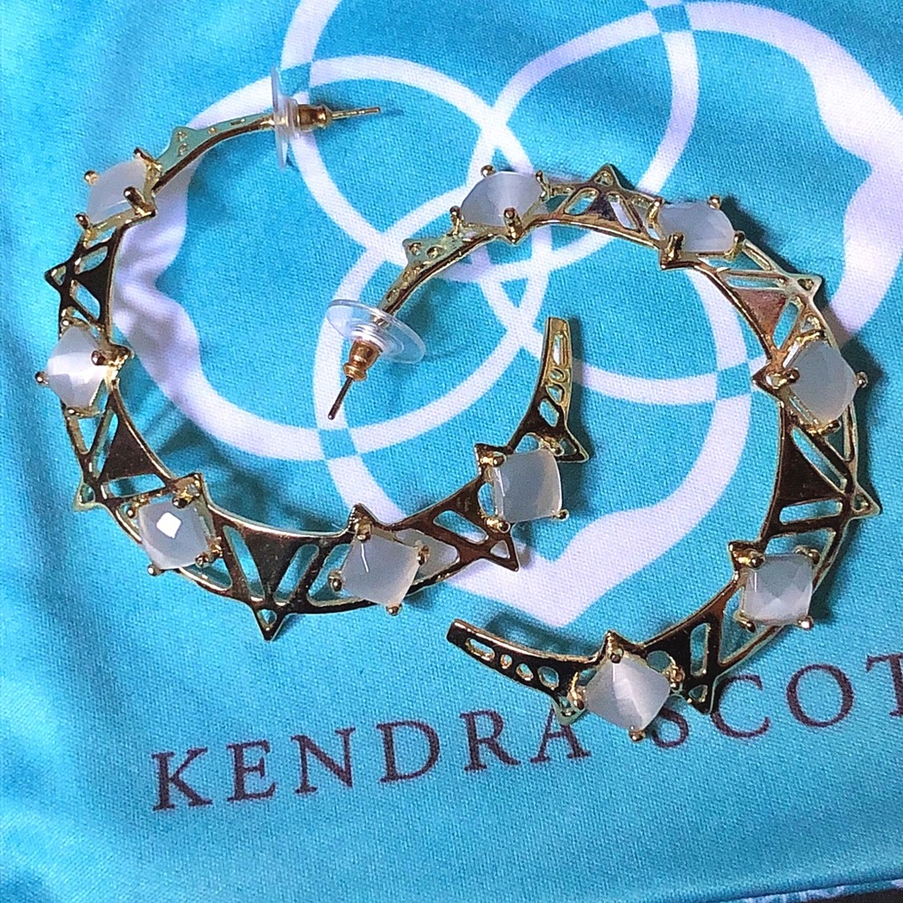 Kendra Scott Crescent Moon Slate/Gold Hoops